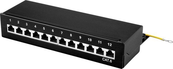 Produktbild: Renkforce 12 Port Netzwerk-Patchbox CAT 6 1 HE Best&uuml;ckt