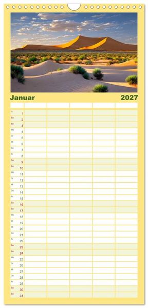 Produktbild: Familienplaner 2027 - Zur Ruhe kommen Fantasiereisen mit KI mit 5 Spalten (Wandkalender, 21 x 45 cm) CALVENDO