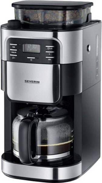 Produktbild: Severin KA 4810 Kaffeemaschine Edelstahl (geb&uuml;rstet), Schwarz Fassungsverm&ouml;gen Tassen=10 mit Mahlwerk, Timerfunktion