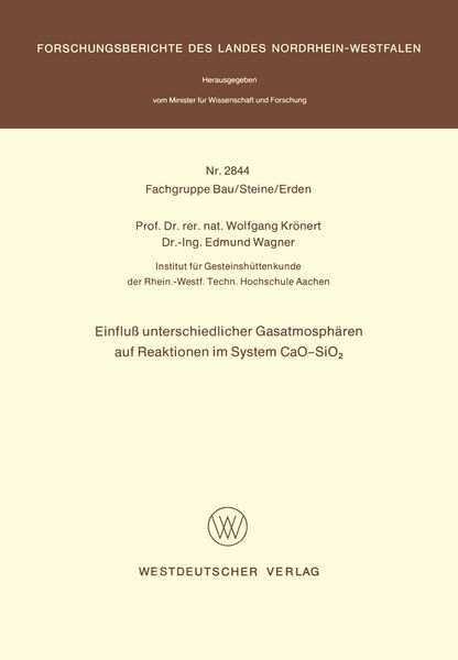 Produktbild: Einflu&szlig; unterschiedlicher Gasatmosph&auml;ren auf Reaktionen im System CaO-SiO2