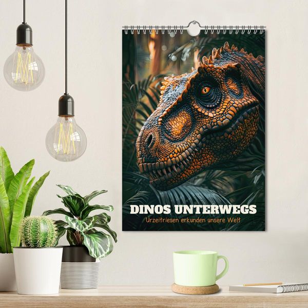 Produktbild: Dinos unterwegs: Urzeitriesen erkunden unsere Welt (Wandkalender 2026 DIN A4 hoch), CALVENDO Monatskalender
