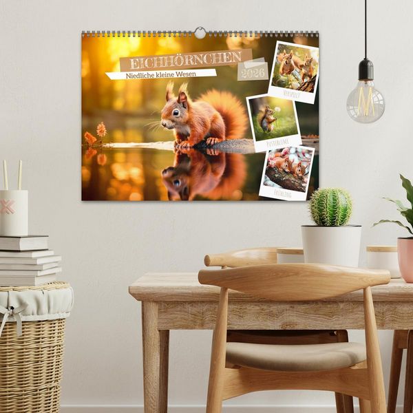 Produktbild: EICHH&Ouml;RNCHEN Niedliche kleine Wesen (Wandkalender 2026 DIN A3 quer), CALVENDO Monatskalender