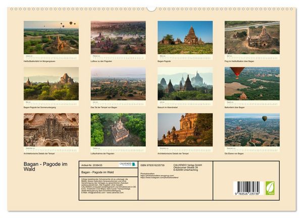 Produktbild: Bagan - Pagode im Wald (hochwertiger Premium Wandkalender 2026 DIN A2 quer), Kunstdruck in Hochglanz