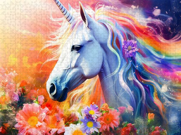 Produktbild: CALVENDO Puzzle Ein Motiv aus dem Kalender Einhorn und coole Spr&uuml;che | 1000 Teile Lege-Gr&ouml;&szlig;e 64x48cm Foto-Puzzle f&uuml;r gl&uuml;ckliche Stunden