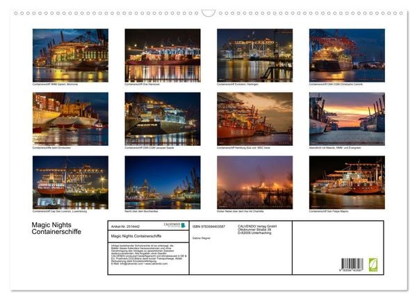 Produktbild: Magic Nights Containerschiffe (Wandkalender 2027 DIN A2 quer), CALVENDO Monatskalender