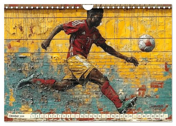 Produktbild: Fu&szlig;ball Graffiti - sportliche Kunst (Wandkalender 2026 DIN A4 quer), CALVENDO Monatskalender