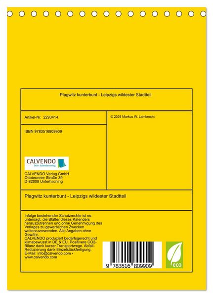 Produktbild: Plagwitz kunterbunt - Leipzigs wildester Stadtteil (Tischkalender 2027 DIN A5 hoch), CALVENDO Monatskalender