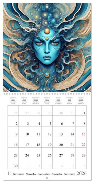 Produktbild: Univers Enchanteresses (Calendrier mural carr&eacute; 2026 30x30 cm) Calendrier double avec une page pour vos prises de notes