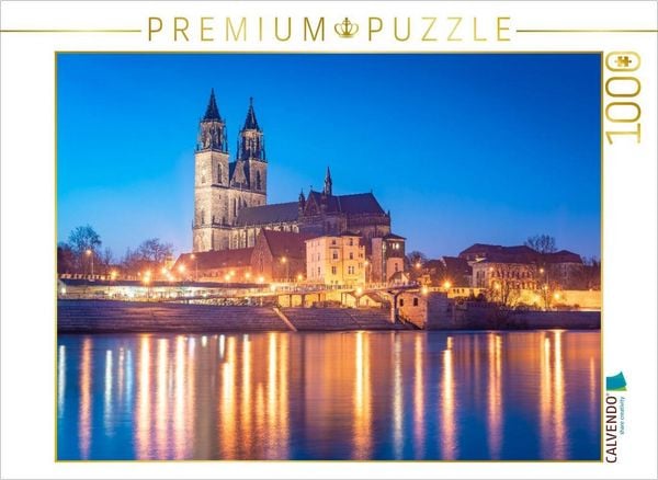 Produktbild: CALVENDO Puzzle Magdeburg am Abend | 1000 Teile Lege-Gr&ouml;&szlig;e 64x48cm Foto-Puzzle f&uuml;r gl&uuml;ckliche Stunden