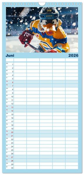 Produktbild: Familienplaner 2026 - Der tierisch lustige Eishockey Kalender mit 5 Spalten (Wandkalender, 21 x 45 cm) CALVENDO