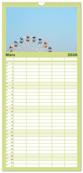 Produktbild: Familienplaner 2026 - Riesenr&auml;der - Ein Spa&szlig; f&uuml;r jung und alt. mit 5 Spalten (Wandkalender, 21 x 45 cm) CALVENDO