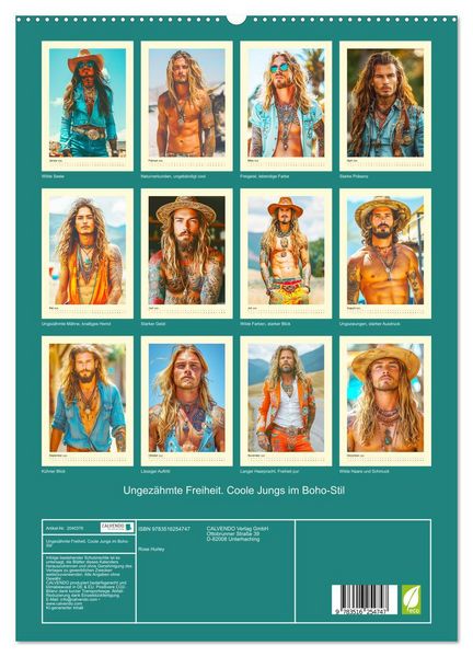Produktbild: Ungez&auml;hmte Freiheit. Coole Jungs im Boho-Stil (hochwertiger Premium Wandkalender 2026 DIN A2 hoch), Kunstdruck in Hochglanz