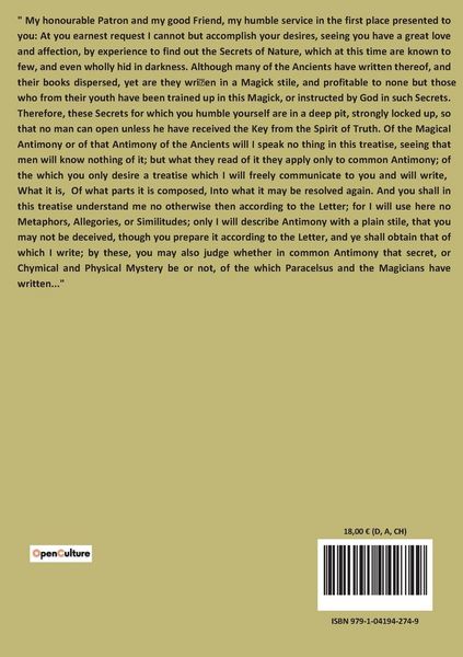 Produktbild: Of Antimony Vulgar The Second Treatise