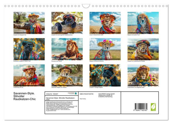 Produktbild: Savannen-Style. Stilvoller Raubkatzen-Chic (Wandkalender 2026 DIN A3 quer), CALVENDO Monatskalender