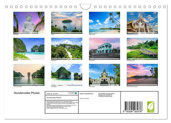 Produktbild: Wundervolles Phuket (Wandkalender 2027 DIN A4 quer), CALVENDO Monatskalender
