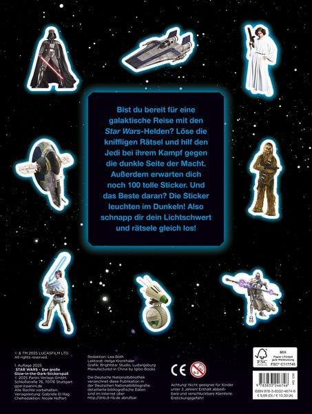 Produktbild: Disney Star Wars: Der gro&szlig;e Glow-in-the-Dark-Stickerspa&szlig;: Stickern - R&auml;tseln - Ausmalen