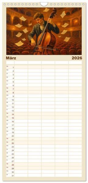 Produktbild: Familienplaner 2026 - Im Zauber der Musik - Romantische Kunstwerke zwischen Klang und Farbe mit 5 Spalten (Wandkalender, 21 x 45 cm) CALVENDO