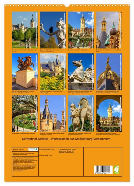Produktbild: Schweriner Schloss - Impressionen aus Mecklenburg-Vorpommern (hochwertiger Premium Wandkalender 2026 DIN A2 hoch), Kunstdruck in Hochglanz