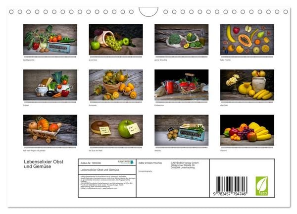 Produktbild: Lebenselixier Obst und Gem&uuml;se (Wandkalender 2026 DIN A4 quer), CALVENDO Monatskalender