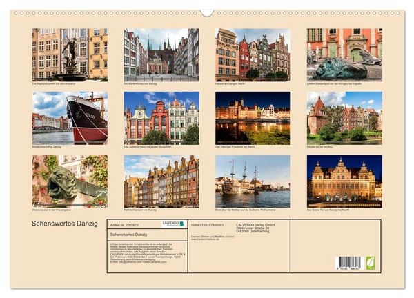 Produktbild: Sehenswertes Danzig (Wandkalender 2026 DIN A2 quer), CALVENDO Monatskalender