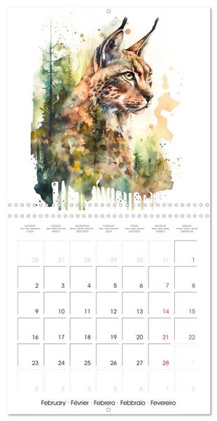 Produktbild: Animaux de la for&ecirc;t &agrave; l'aquarelle (Calendrier mural carr&eacute; 2026 30x30 cm) Calendrier double avec une page pour vos prises de notes