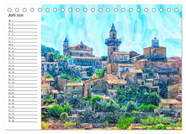 Produktbild: Mallorca - Impressionen in Aquarellfarben (Tischkalender 2026 DIN A5 quer), CALVENDO Monatskalender