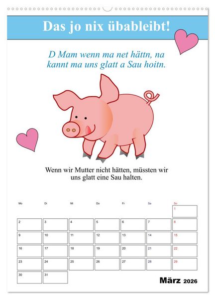 Produktbild: So a Schmarrn! Bairische Mundart (Wandkalender 2026 DIN A2 hoch), CALVENDO Monatskalender