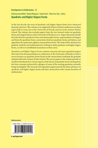 Produktbild: Quadratic and Higher Degree Forms