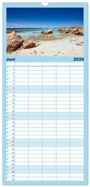 Produktbild: Familienplaner 2026 - Sardinien - Der Norden mit 5 Spalten (Wandkalender, 21 x 45 cm) CALVENDO