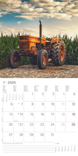 Produktbild: Traktoren 2026 - Broschürenkalender 30x30 cm (30x60 geöffnet) - Kalender mit Platz für Notizen - Tractors - Bildkalender - Wandplaner - Wandkalender