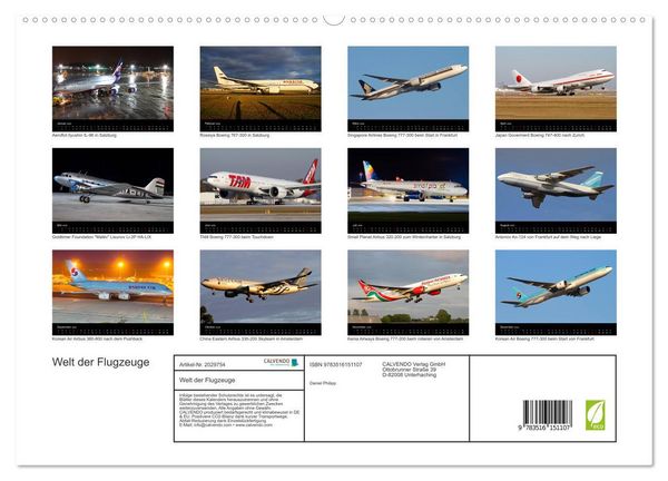 Produktbild: Welt der Flugzeuge (hochwertiger Premium Wandkalender 2026 DIN A2 quer), Kunstdruck in Hochglanz