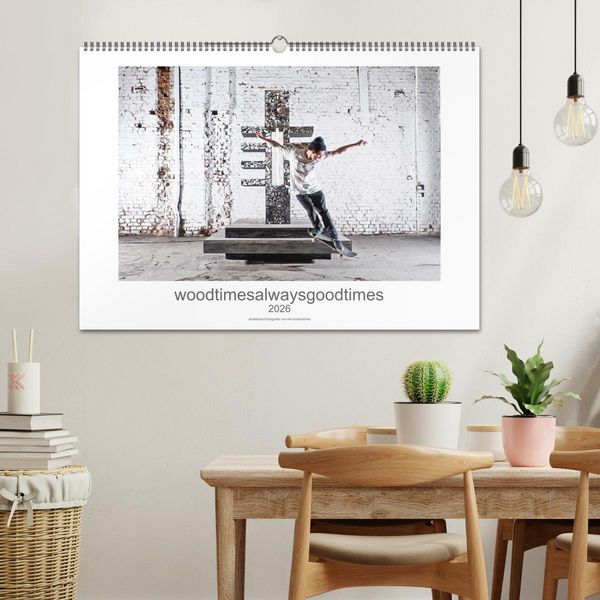 Produktbild: woodtimesalwaysgoodtimes - skateboard fotografie von tim korbmacher (Wandkalender 2026 DIN A2 quer), CALVENDO Monatskalender