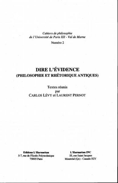 Produktbild: Dire l'evidence