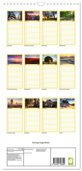 Produktbild: Familienplaner 2027 - Sonnige Augenblicke mit 5 Spalten (Wandkalender, 21 x 45 cm) CALVENDO