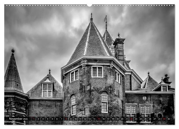 Produktbild: AMSTERDAM Stadtherz in Monochrom (Wandkalender 2026 DIN A2 quer), CALVENDO Monatskalender