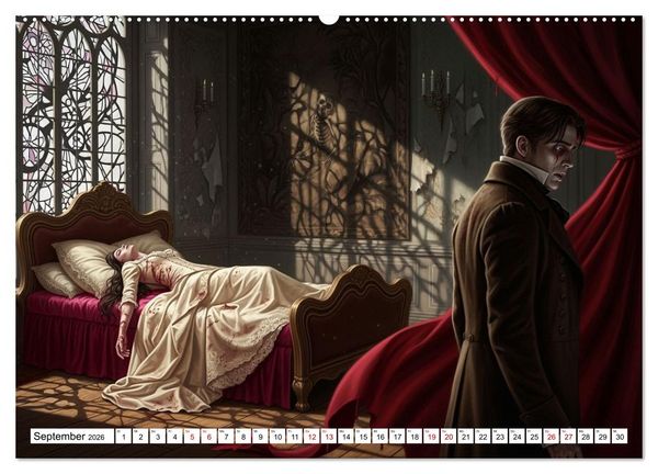 Produktbild: Victor Frankenstein und seine Sch&ouml;pfung (hochwertiger Premium Wandkalender 2026 DIN A2 quer), Kunstdruck in Hochglanz