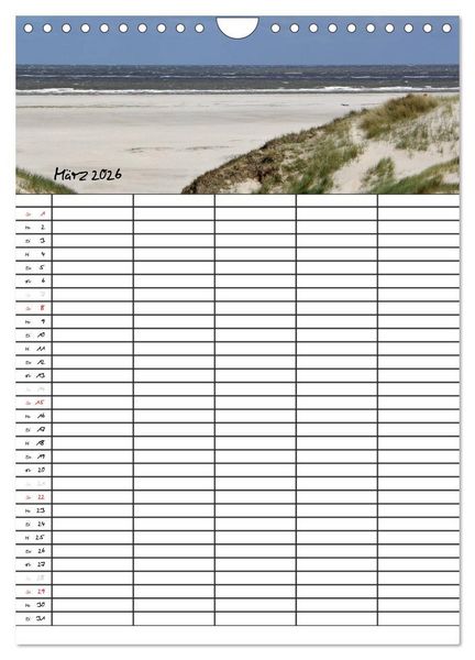 Produktbild: Urlaubsparadies Amrum / Familienplaner (Wandkalender 2026 DIN A4 hoch), CALVENDO Monatskalender