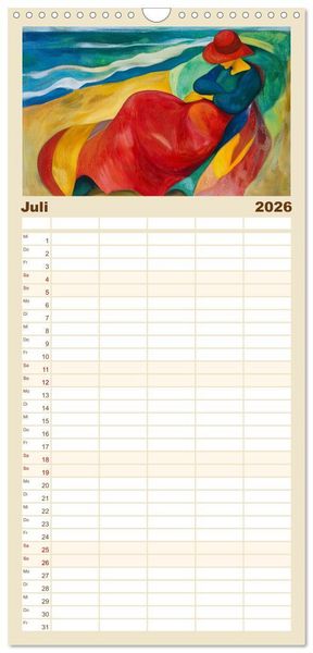 Produktbild: Familienplaner 2026 - Expressionistisch durchs Jahr mit 5 Spalten (Wandkalender, 21 x 45 cm) CALVENDO