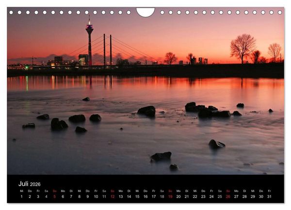 Produktbild: D&uuml;sseldorf Abendstimmungen und Nachtansichten (Wandkalender 2026 DIN A4 quer), CALVENDO Monatskalender