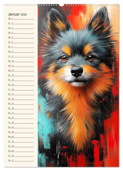 Produktbild: Hundegesichter. Kunstvolle Hundeportraits im modernen Painting-Stil (hochwertiger Premium Wandkalender 2026 DIN A2 hoch), Kunstdruck in Hochglanz