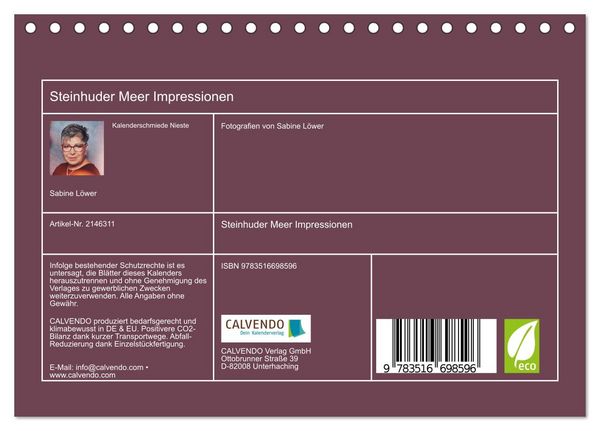 Produktbild: Steinhuder Meer Impressionen (Tischkalender 2026 DIN A5 quer), CALVENDO Monatskalender