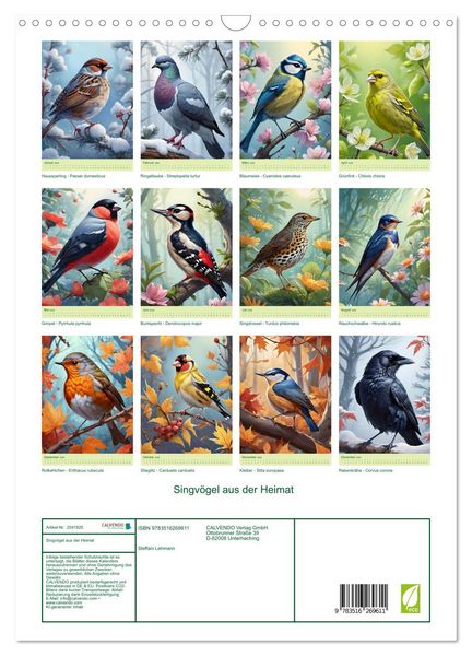 Produktbild: Singv&ouml;gel aus der Heimat (Wandkalender 2026 DIN A3 hoch), CALVENDO Monatskalender