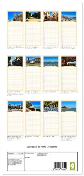 Produktbild: Familienplaner 2026 - C&aacute;diz Sp&uuml;re die frische Meeresbrise mit 5 Spalten (Wandkalender, 21 x 45 cm) CALVENDO
