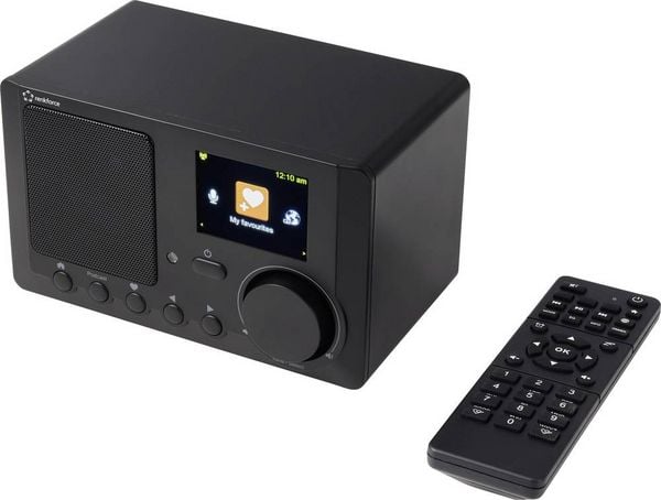 Produktbild: Renkforce RF-IR-MONO2 Internet Tischradio Internet Bluetooth&reg;, Internetradio, DLNA Inkl. Fernbedienung, DLNA-f&auml;hig, Weckfunktion Black
