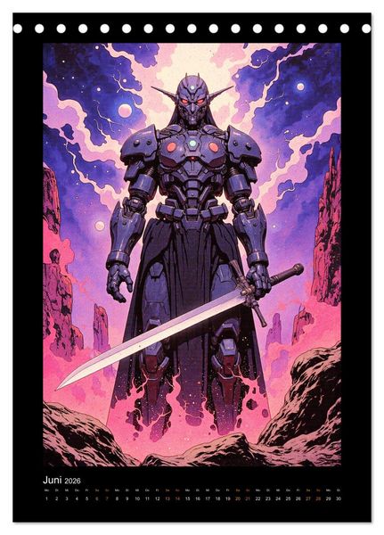 Produktbild: Cybertronic Chaos: Anime-inspirierte KI- Charaktere (Tischkalender 2026 DIN A5 hoch), CALVENDO Monatskalender