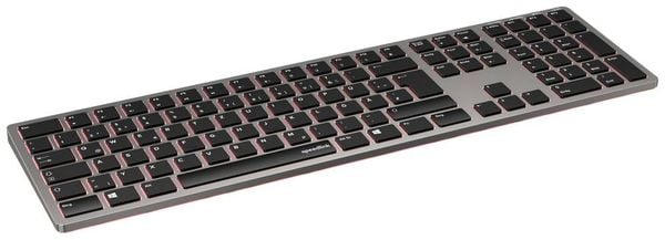 SPEEDLINK LEVIA RGB Rechargeable Metal Office Scissor Keyboard - Wireless, Bluetooth, grey - DE Layout