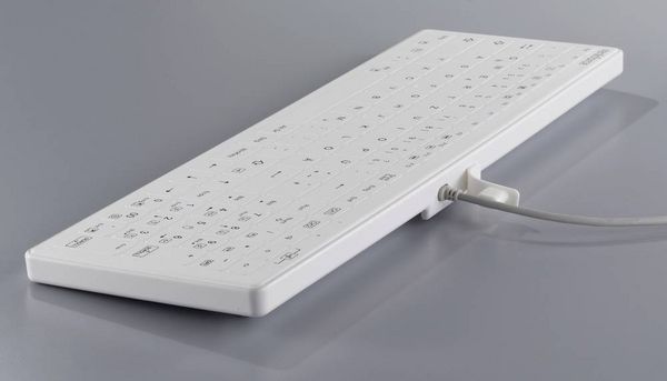 Produktbild: Renkforce RF-WPIK-500 USB Hygiene-Tastatur Deutsch, QWERTZ Wei&szlig; Silikonmembran, IP65, Maustasten, Abnehmbares Kabel, Ger&auml;uscharme Tasten