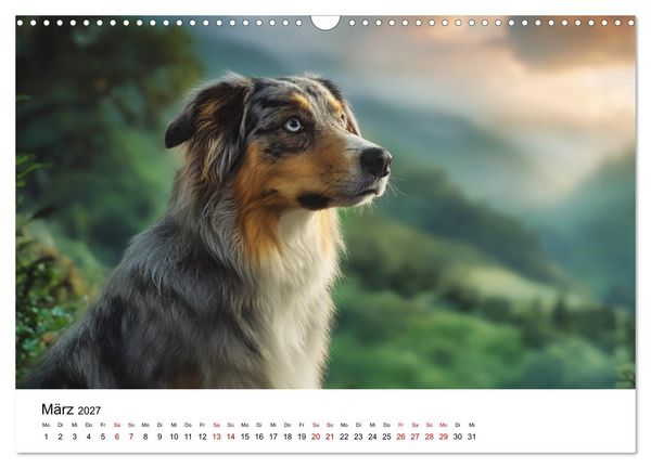 Produktbild: Born to run - Ein Jahr mit Australian Shepherds (Wandkalender 2027 DIN A3 quer), CALVENDO Monatskalender