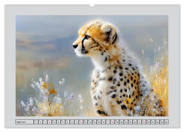 Produktbild: Geparden. Eleganz zwischen Speed und Stille (hochwertiger Premium Wandkalender 2027 DIN A2 quer), Kunstdruck in Hochglanz
