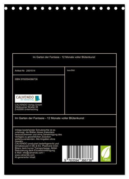 Produktbild: Im Garten der Fantasie - 12 Monate voller Bl&uuml;tenkunst (Tischkalender 2027 DIN A5 hoch), CALVENDO Monatskalender